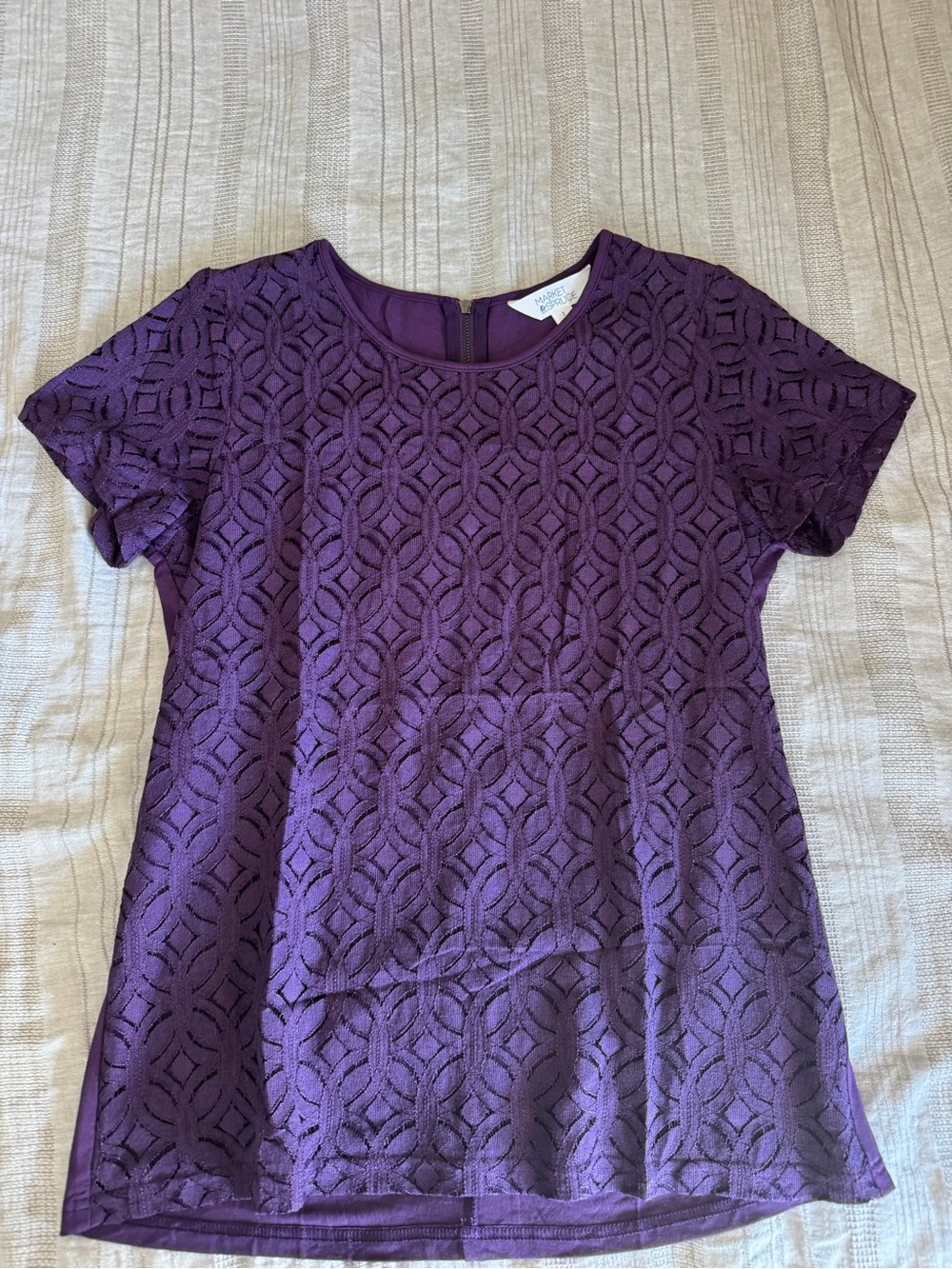 Lace Short Sleeve Top - Purple